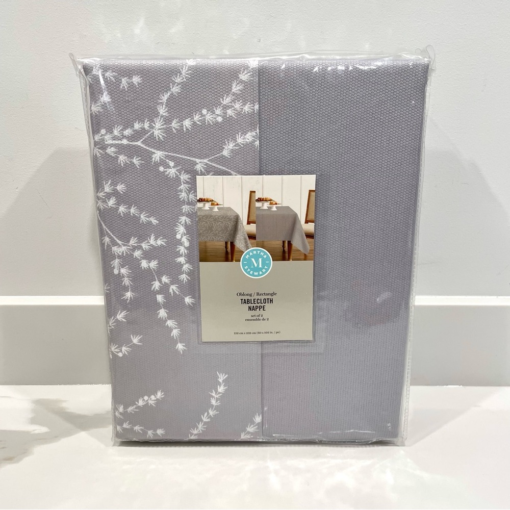 NEW Martha Stewart Set of 2 Grey Tablecloths